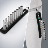 Wera 05004525001 1/4" Metric Deep Socket Set 9Pc Twist Lock Textile Rail