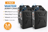 4 Pack Wavian 22L 5.8 Gallon Water Can Black BPA Free Food Grade w/ Spout