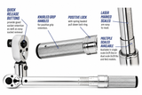 CDI 1501MRMH 1/4" Drive Click Torque Wrench 20-150 In Lbs Adjustable