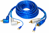 XSCORP 15 FT RCA Audio Cables Right Angle Triple Shielded Amplifier Turn On Wire