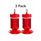 First Nature 32oz Hummingbird Feeder Red Wide Mouth Easy Clean 10 Ports (2 pack)