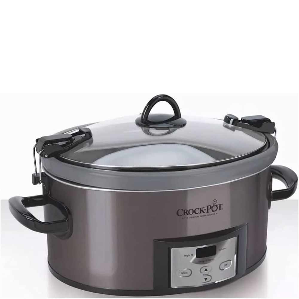 Crockpot 7Quart Easy to Clean Cook & Carry Slow Cooker in Black Stain