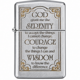 Zippo Serenity Prayer Windproof Pocket Lighter Satin Chrome 28458