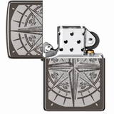 Zippo 29232 Compass Design Black Ice Refillable Pocket Lighter