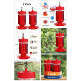 First Nature 32oz Hummingbird Feeder Red Wide Mouth Easy Clean 10 Ports (2 pack)