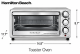 Hamilton Beach 31143J Toaster Oven Stainless 1100W 4 Slice Countertop