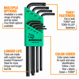 Bondhus 31834 T9-T40 Long Star Tip L-Wrenches 8-Piece Set