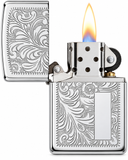 Zippo Venetian High Polish Chrome Windproof Pocket Lighter