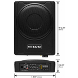 BOSS Elite SLIM8 8" Powered Car Under Seat Subwoofer 800W Built-In Amp Remote