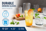 Libbey 55535 Hoops 16-Piece Drinking Glass Set Tumblers & Rocks Glasses