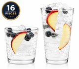 Libbey 55535 Hoops 16-Piece Drinking Glass Set Tumblers & Rocks Glasses