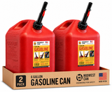 2x Midwest Can 6610 6 Gallon Gas Can Auto Shut Off Quick Flow Spout EPA CARB Red