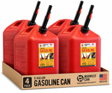 4x Midwest Can 6610 6 Gallon Gas Can Auto Shut Off Quick Flow Spout EPA CARB Red