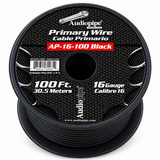 Audiopipe 16 Gauge 100 Ft Black Primary Wire Car Audio Automotive Cable