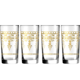 Luminarc 15.25 Ounce Clear Glass with Marrakech Real Gold Real Gold, Set of 4