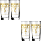 Luminarc 15.25 Ounce Clear Glass with Marrakech Real Gold Real Gold, Set of 4
