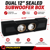 Qpower Qluxe Dual 12" Sealed for Ford '09 - '23 F150 Super Crew & '17 - '23 F250