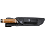 SOG Bowie 2.0 Knife 6.4" Black TiNi Blade Leather Handles with Leather Sheath