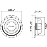 Pioneer TS-A2000LD2 8" 250W RMS Power 2 Ohms DVC Shallow Mount Car Subwoofer NEW