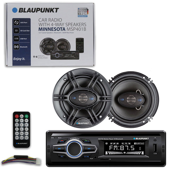 Blaupunkt MSP401B 1-DIN FM AM USB AUX Bluetooth Car Radio w/ 6.5